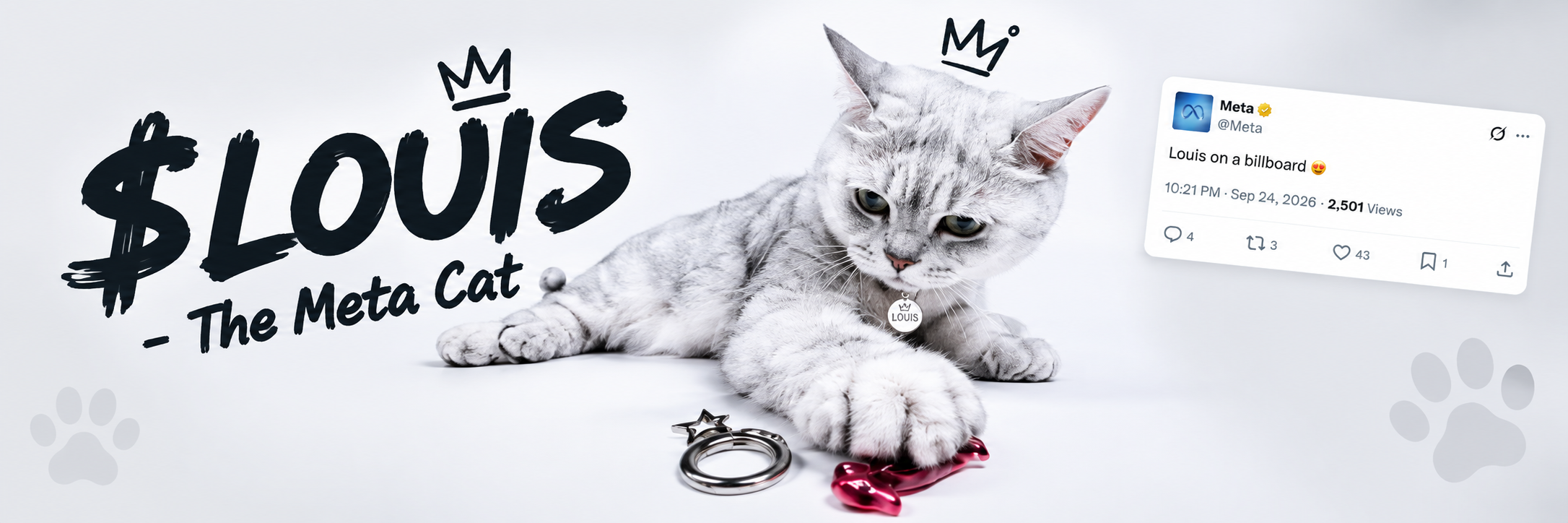 $LOUIS — The Meta Cat header featuring Louis and a Meta post